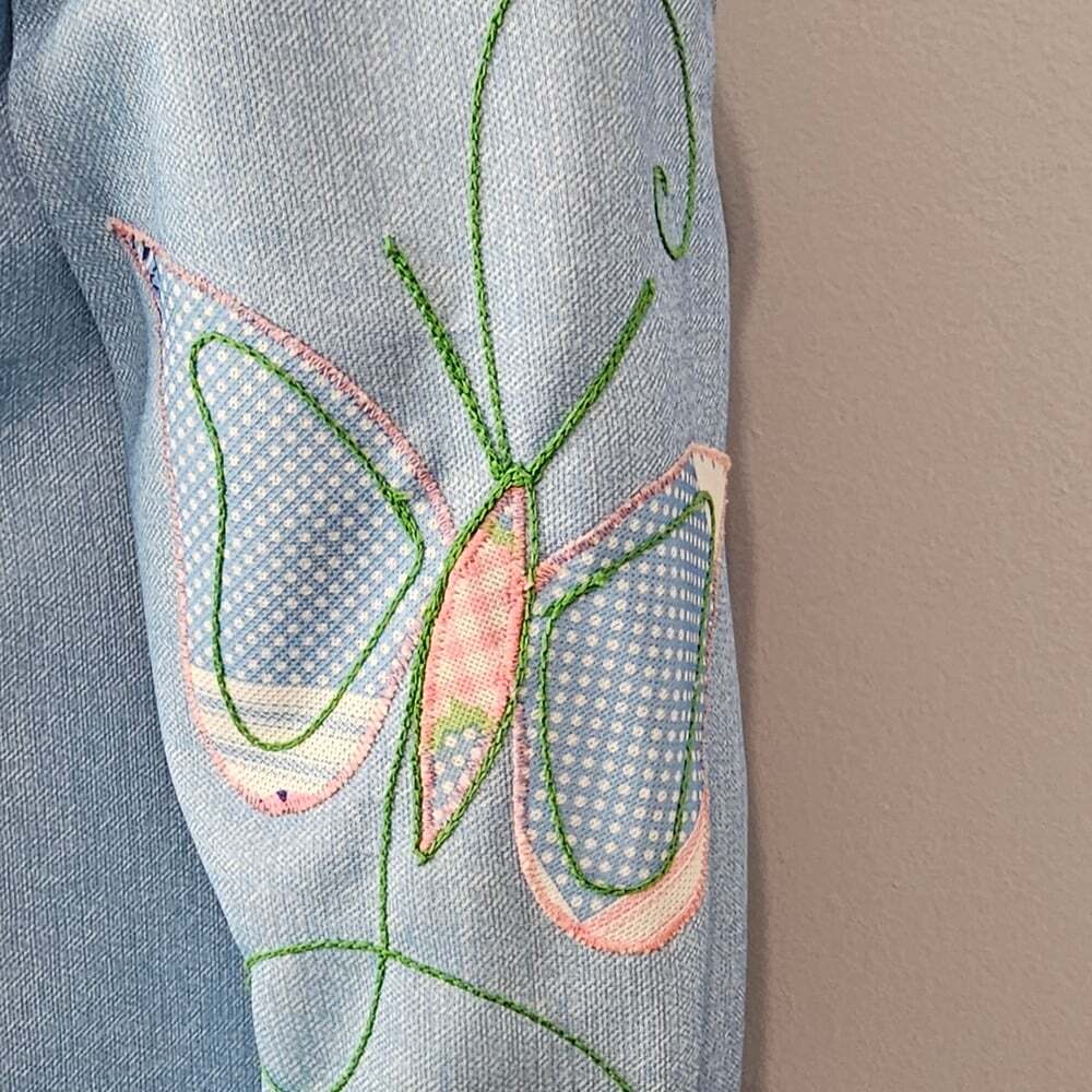 Vintage Embroidered Patchwork Blue Leisure Suit - Picture 4 of 13